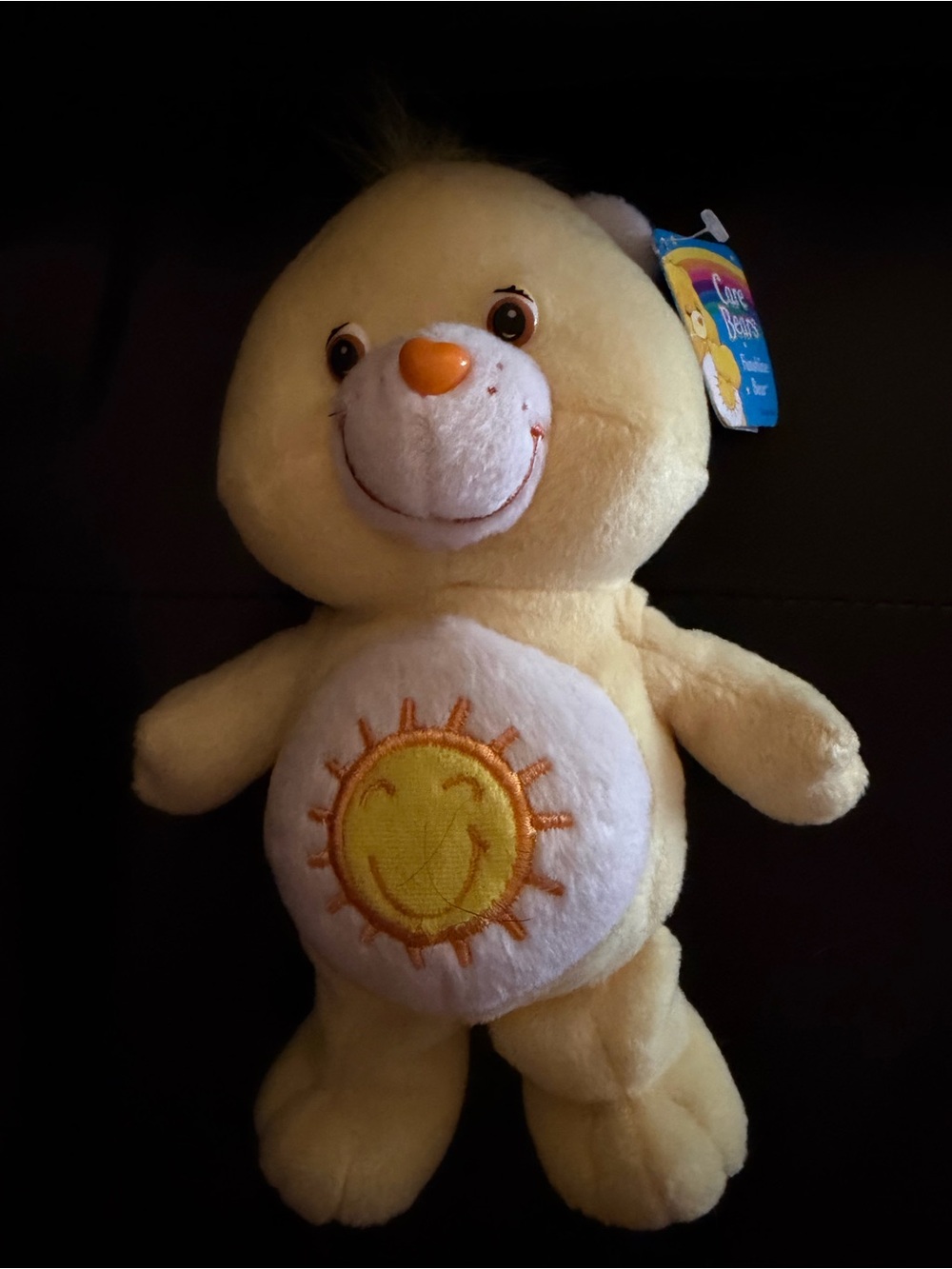 Care Bears Yellow Sunshine Bear Plush - Sun Belly Badge